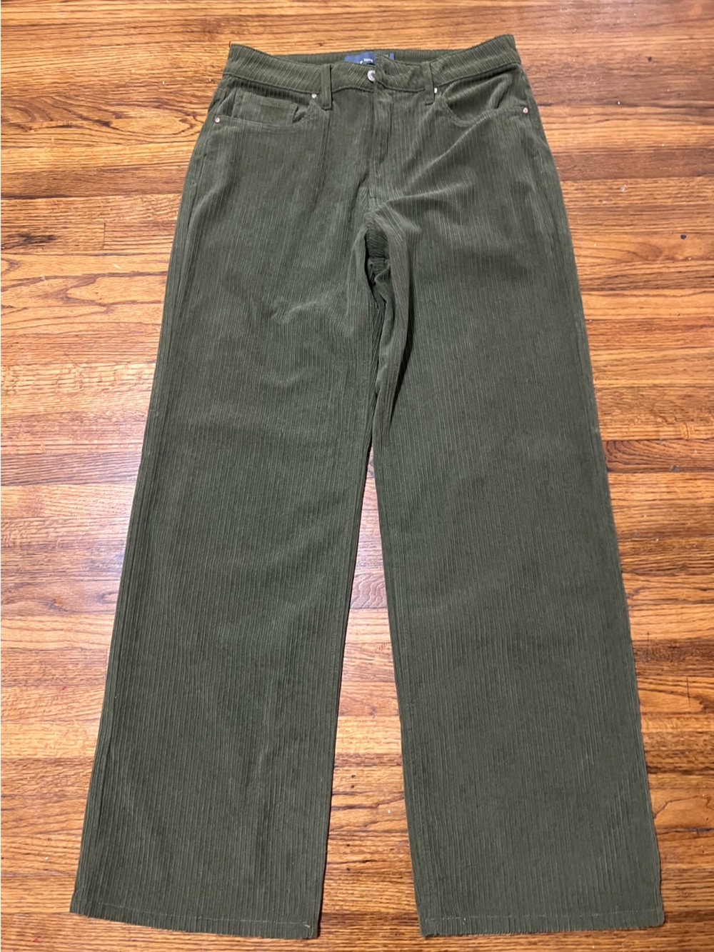Wide Straight Corduroy Jeans in Olive Green